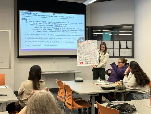 Liz Winter, GVSU Visiting Professor, leading Battle Creek Early Career Teacher PLC